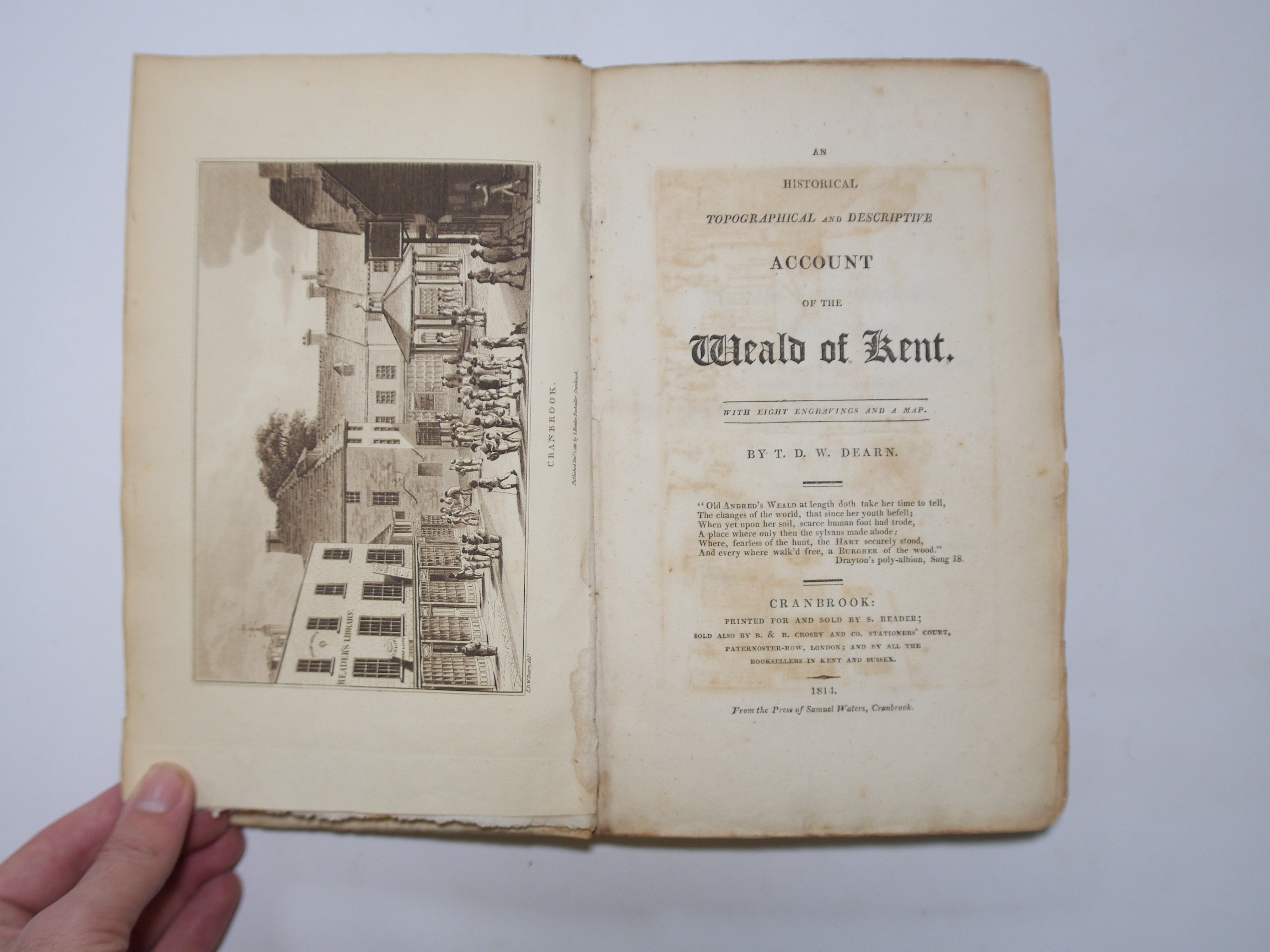 Dearn, T.D.W. - An Historical Topographical and Descriptive Account of the Weald of Kent. 8 aquatint plates and a map, subscriber's list; original half vellum and grey boards, printed spine label, top edge rough trimmed